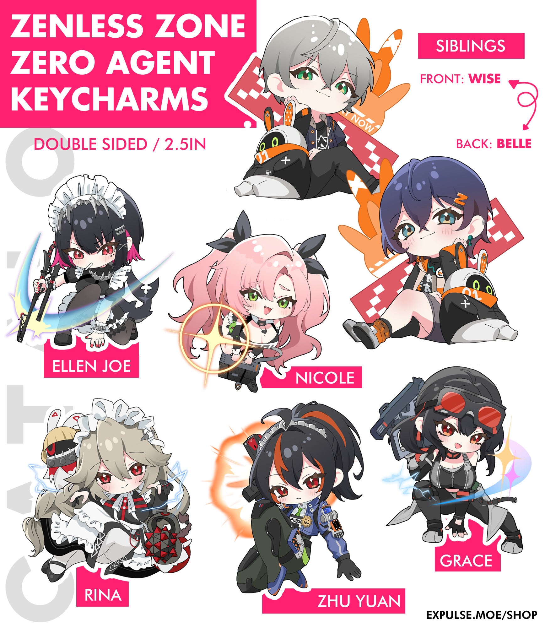zzz ZZZ: Zenless Zone Zero Agent Keychains – EXPULSE SHOP